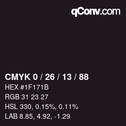 カラーコード: CMYK 0 / 26 / 13 / 88 | qconv.com
