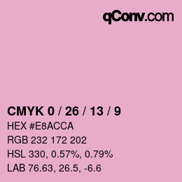 カラーコード: CMYK 0 / 26 / 13 / 9 | qconv.com