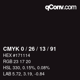 カラーコード: CMYK 0 / 26 / 13 / 91 | qconv.com