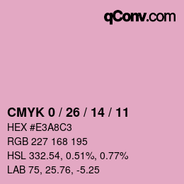 カラーコード: CMYK 0 / 26 / 14 / 11 | qconv.com