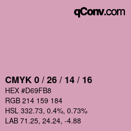カラーコード: CMYK 0 / 26 / 14 / 16 | qconv.com