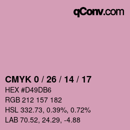 カラーコード: CMYK 0 / 26 / 14 / 17 | qconv.com