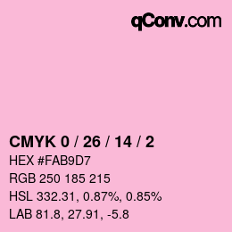 カラーコード: CMYK 0 / 26 / 14 / 2 | qconv.com