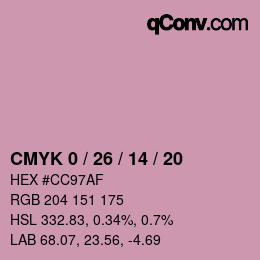 Color code: CMYK 0 / 26 / 14 / 20 | qconv.com
