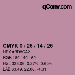 カラーコード: CMYK 0 / 26 / 14 / 26 | qconv.com