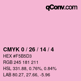 カラーコード: CMYK 0 / 26 / 14 / 4 | qconv.com