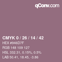 カラーコード: CMYK 0 / 26 / 14 / 42 | qconv.com