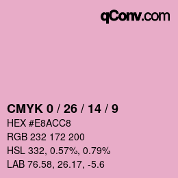 カラーコード: CMYK 0 / 26 / 14 / 9 | qconv.com