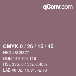 颜色代码: CMYK 0 / 26 / 15 / 45 | qconv.com
