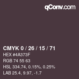 Color code: CMYK 0 / 26 / 15 / 71 | qconv.com