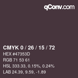 Color code: CMYK 0 / 26 / 15 / 72 | qconv.com