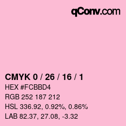 カラーコード: CMYK 0 / 26 / 16 / 1 | qconv.com