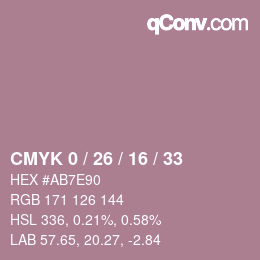 Farbcode: CMYK 0 / 26 / 16 / 33 | qconv.com