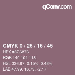 Color code: CMYK 0 / 26 / 16 / 45 | qconv.com