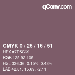 カラーコード: CMYK 0 / 26 / 16 / 51 | qconv.com