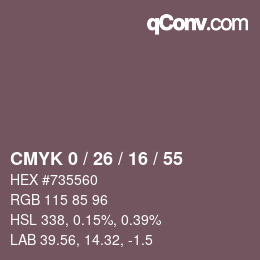 カラーコード: CMYK 0 / 26 / 16 / 55 | qconv.com