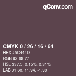 Farbcode: CMYK 0 / 26 / 16 / 64 | qconv.com