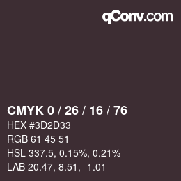 カラーコード: CMYK 0 / 26 / 16 / 76 | qconv.com