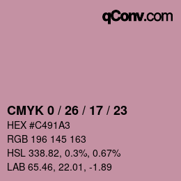 Color code: CMYK 0 / 26 / 17 / 23 | qconv.com