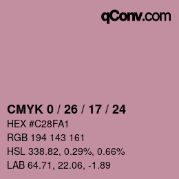 カラーコード: CMYK 0 / 26 / 17 / 24 | qconv.com