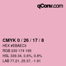 カラーコード: CMYK 0 / 26 / 17 / 8 | qconv.com