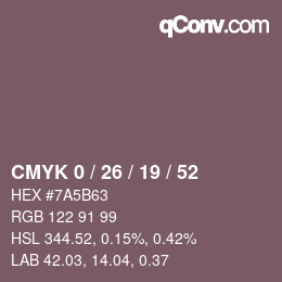 Color code: CMYK 0 / 26 / 19 / 52 | qconv.com