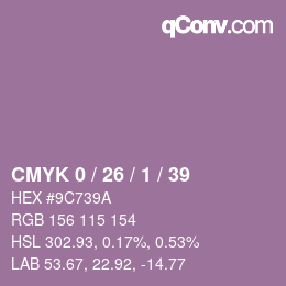 カラーコード: CMYK 0 / 26 / 1 / 39 | qconv.com