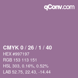 カラーコード: CMYK 0 / 26 / 1 / 40 | qconv.com