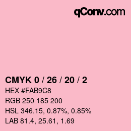 カラーコード: CMYK 0 / 26 / 20 / 2 | qconv.com