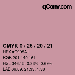 カラーコード: CMYK 0 / 26 / 20 / 21 | qconv.com