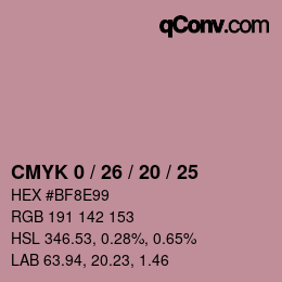 Color code: CMYK 0 / 26 / 20 / 25 | qconv.com