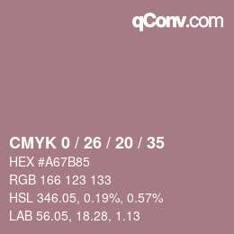 Farbcode: CMYK 0 / 26 / 20 / 35 | qconv.com
