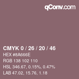 Color code: CMYK 0 / 26 / 20 / 46 | qconv.com