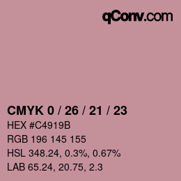 颜色代码: CMYK 0 / 26 / 21 / 23 | qconv.com