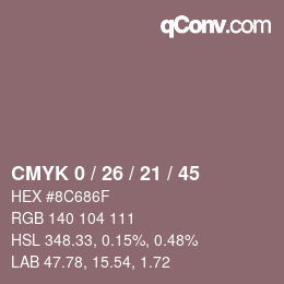 颜色代码: CMYK 0 / 26 / 21 / 45 | qconv.com