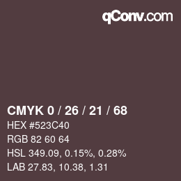 カラーコード: CMYK 0 / 26 / 21 / 68 | qconv.com