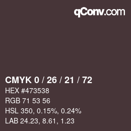 Color code: CMYK 0 / 26 / 21 / 72 | qconv.com