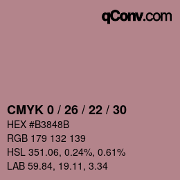 Farbcode: CMYK 0 / 26 / 22 / 30 | qconv.com