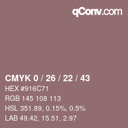 カラーコード: CMYK 0 / 26 / 22 / 43 | qconv.com