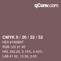 カラーコード: CMYK 0 / 26 / 22 / 52 | qconv.com