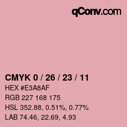 カラーコード: CMYK 0 / 26 / 23 / 11 | qconv.com