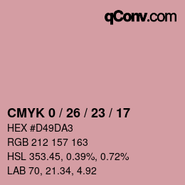 カラーコード: CMYK 0 / 26 / 23 / 17 | qconv.com