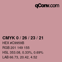カラーコード: CMYK 0 / 26 / 23 / 21 | qconv.com