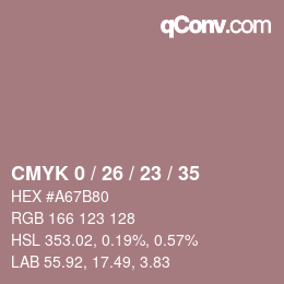 Color code: CMYK 0 / 26 / 23 / 35 | qconv.com