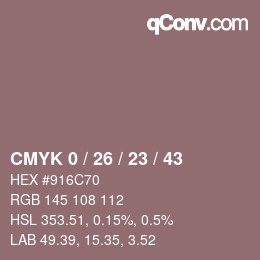 Color code: CMYK 0 / 26 / 23 / 43 | qconv.com