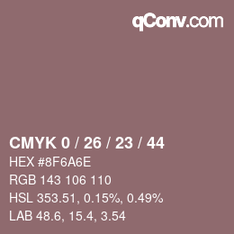 カラーコード: CMYK 0 / 26 / 23 / 44 | qconv.com