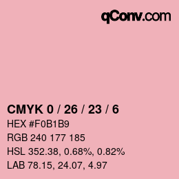 カラーコード: CMYK 0 / 26 / 23 / 6 | qconv.com