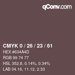 Color code: CMYK 0 / 26 / 23 / 61 | qconv.com