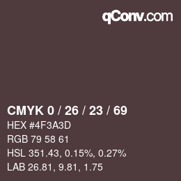 颜色代码: CMYK 0 / 26 / 23 / 69 | qconv.com