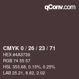 Color code: CMYK 0 / 26 / 23 / 71 | qconv.com
